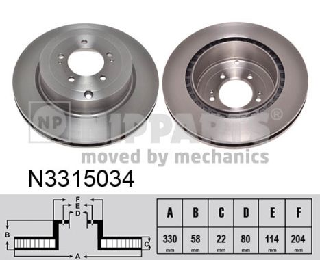 NIPPARTS Hátsó féktárcsa N3315034_NIP