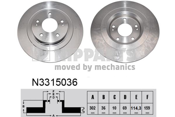 NIPPARTS Hátsó féktárcsa N3315036_NIP