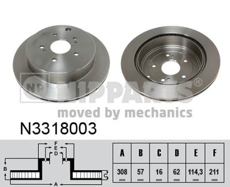 NIPPARTS Hátsó féktárcsa N3318003_NIP