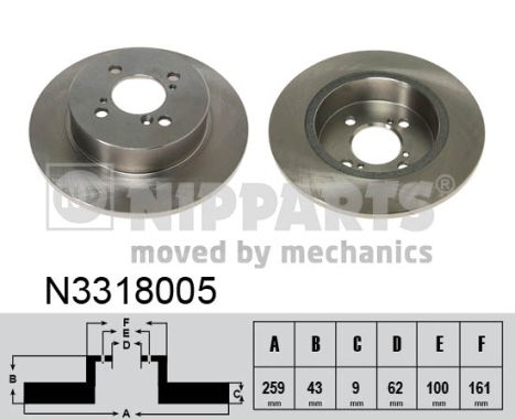 NIPPARTS Hátsó féktárcsa N3318005_NIP