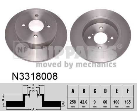 NIPPARTS Hátsó féktárcsa N3318008_NIP