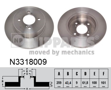 NIPPARTS Hátsó féktárcsa N3318009_NIP