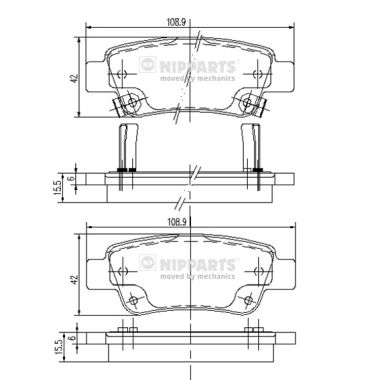 NIPPARTS Hátsó fékbetét N3614019_NIP