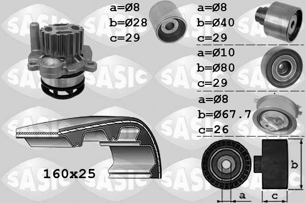 SASIC Vezérműszíjkészlet vízpumpával 3906078_SAS