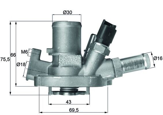 MAHLE Termosztát házzal TI15180_MAHLE