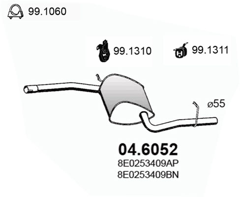 ASSO Kipufogódob, középső 04.6052_ASSO