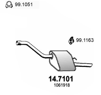 ASSO Kipufogódob, hátsó 14.7101_ASSO