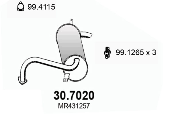 ASSO Kipufogódob, hátsó 30.7020_ASSO