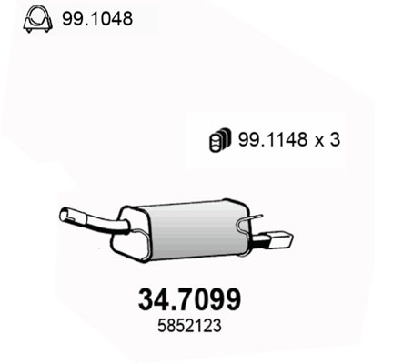 ASSO Kipufogódob, hátsó 34.7099_ASSO