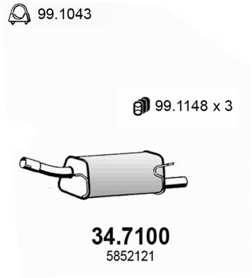 ASSO Kipufogódob, hátsó 34.7100_ASSO