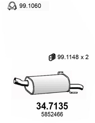 ASSO Kipufogódob, hátsó 34.7135_ASSO