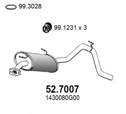 ASSO Kipufogódob, hátsó 52.7007_ASSO