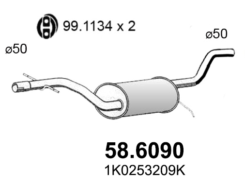 ASSO Kipufogódob, középső 58.6090_ASSO