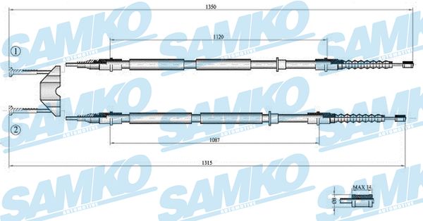 SAMKO Kézifék bowden C0537B_SAMKO