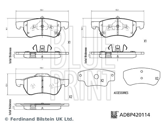 BLUE PRINT Fékbetét, mind ADBP420114_BLP