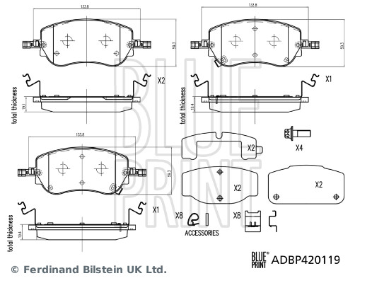 BLUE PRINT Fékbetét, mind ADBP420119_BLP