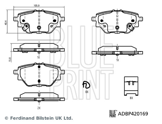 BLUE PRINT Fékbetét, mind ADBP420169_BLP