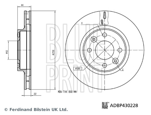 BLUE PRINT Féktárcsa, mind ADBP430228_BLP