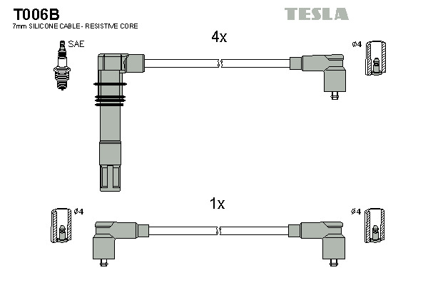 TESLA Gyújtókábel készlet T006B_TES