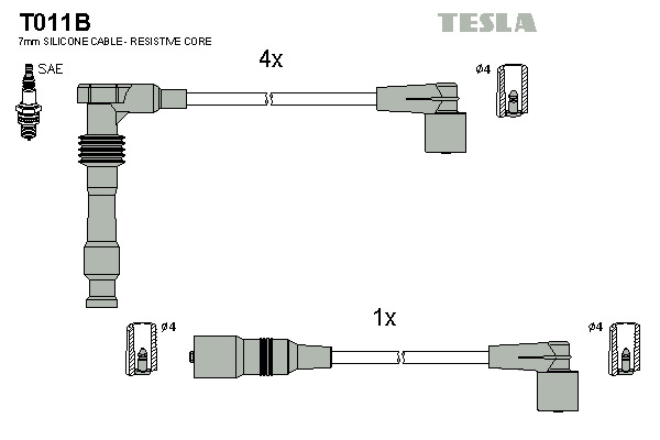 TESLA Gyújtókábel készlet T011B_TES