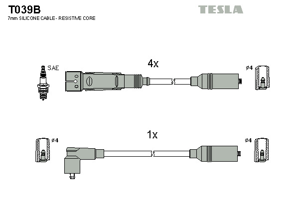 TESLA Gyújtókábel készlet T039B_TES