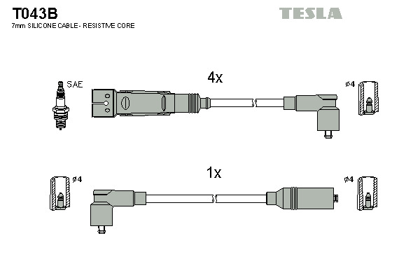 TESLA Gyújtókábel készlet T043B_TES