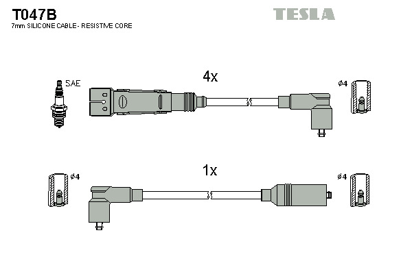 TESLA Gyújtókábel készlet T047B_TES