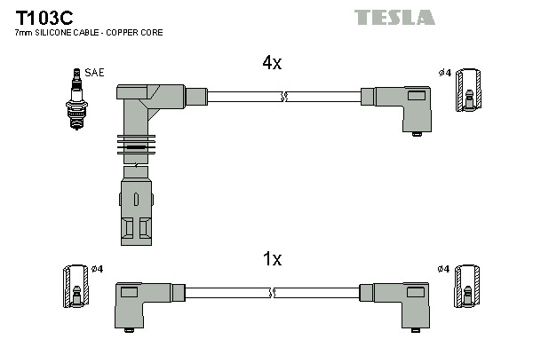 TESLA Gyújtókábel készlet T103C_TES