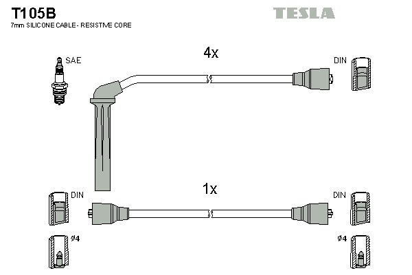 TESLA Gyújtókábel készlet T105B_TES