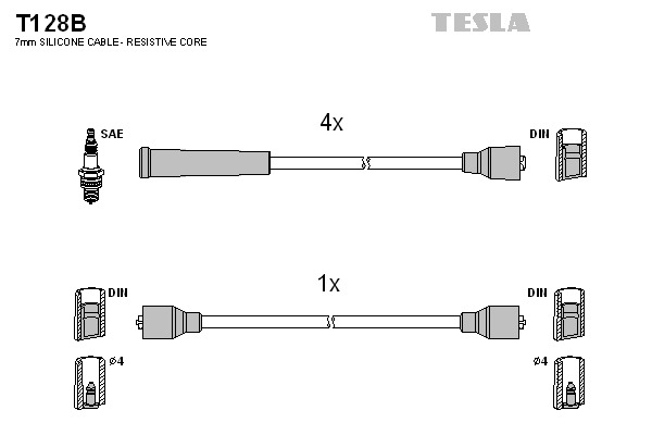 TESLA Gyújtókábel készlet T128B_TES