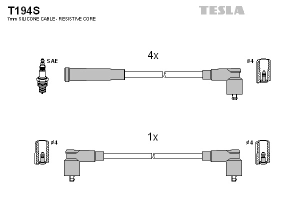 TESLA Gyújtókábel készlet T194S_TES