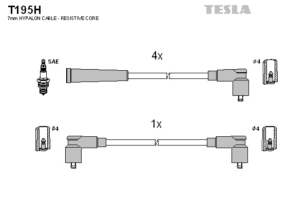 TESLA Gyújtókábel készlet T195H_TES