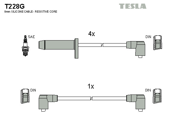 TESLA Gyújtókábel készlet T228G_TES