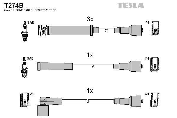 TESLA Gyújtókábel készlet T274B_TES