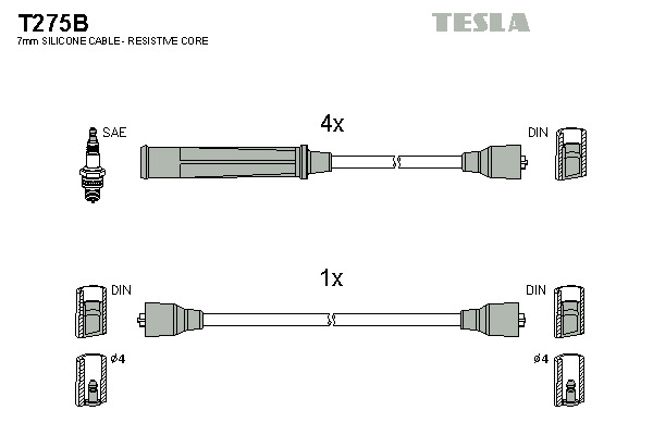 TESLA Gyújtókábel készlet T275B_TES