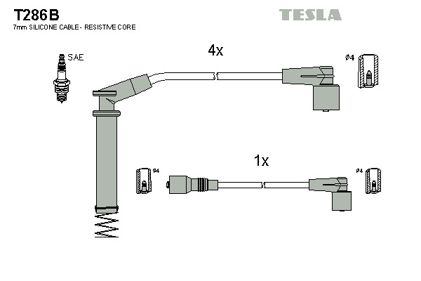 TESLA Gyújtókábel készlet T286B_TES