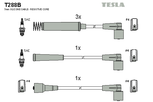 TESLA Gyújtókábel készlet T288B_TES