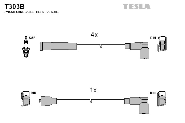 TESLA Gyújtókábel készlet T303B_TES