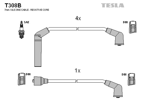 TESLA Gyújtókábel készlet T308B_TES