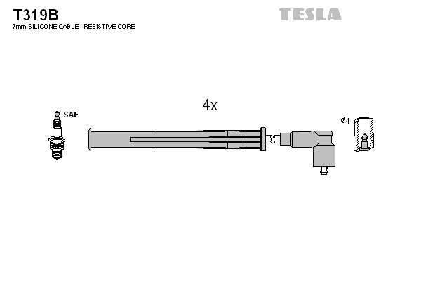 TESLA Gyújtókábel készlet T319B_TES