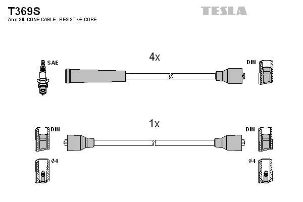 TESLA Gyújtókábel készlet T369S_TES