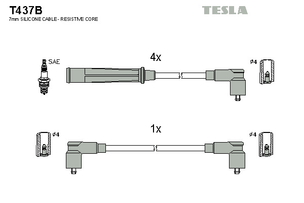 TESLA Gyújtókábel készlet T437B_TES