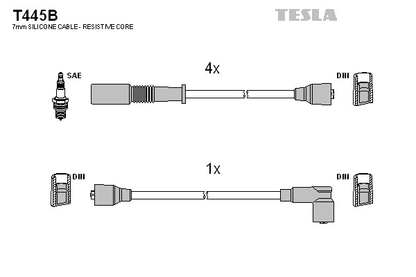 TESLA Gyújtókábel készlet T445B_TES