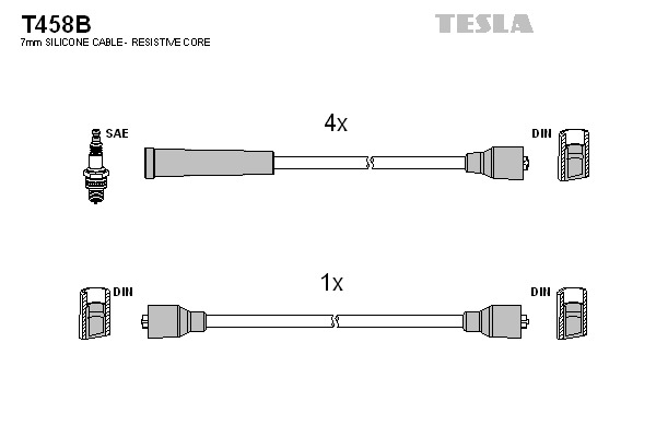 TESLA Gyújtókábel készlet T458B_TES