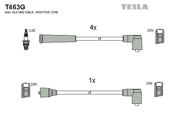 TESLA Gyújtókábel készlet T463G_TES