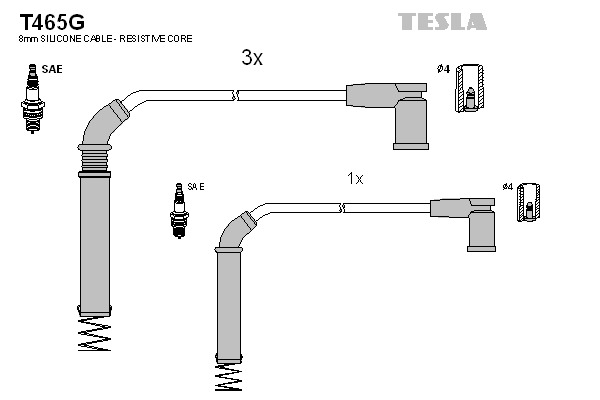 TESLA Gyújtókábel készlet T465G_TES