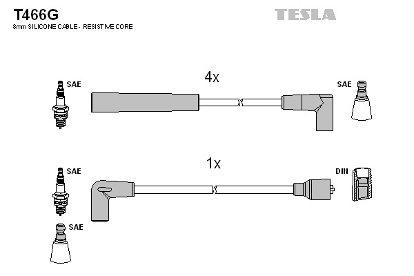 TESLA Gyújtókábel készlet T466G_TES