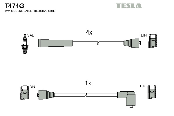 TESLA Gyújtókábel készlet T474G_TES