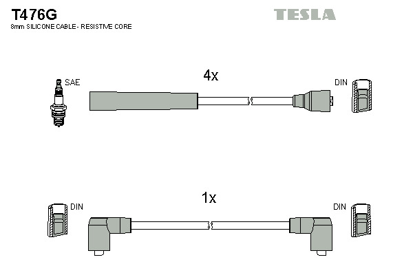 TESLA Gyújtókábel készlet T476G_TES