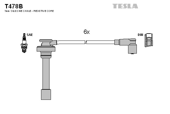 TESLA Gyújtókábel készlet T478B_TES